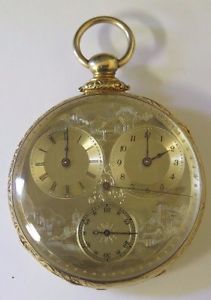 18Kt Gold Captains Dual Time Pocket Watch