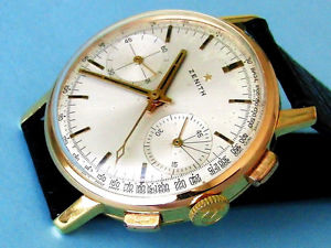 ZENITH "STELLINA" 18K SOLID GOLD CAL 146 DP COLUMN WHEEL SPLENDID CHRONOGRAPH