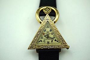 WALTHAM MASONIC WRISTWATCH GOLD PLATED TOP STEEL BACK C.1950'S BUY IT NOW!!