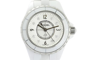 Free Shipping Pre-owned CHANEL J12 8P Diamond 29mm White Ceramic H2570 Quartz