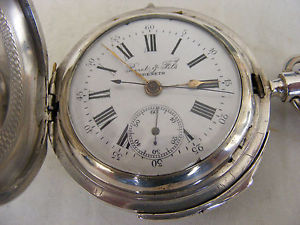 VERY LARGE SILVER HUNTER REPEATER POCKET WATCH c1900 WORKING WELL BUT AT FAULT