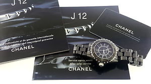 Authentic CHANEL J12 H0682  33mm Watch Black Ceramic Women Quartz