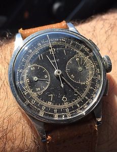 Jaeger Vintage Chronograph Absolutely Rare Black Dial