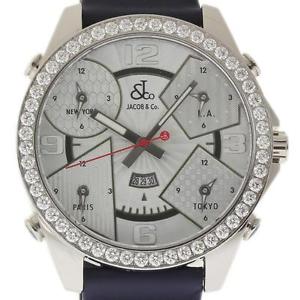 Jacob & Co. JC-3 5 Time Zone 47mm Diamond Stainless Steel 2 Year Warranty #1781