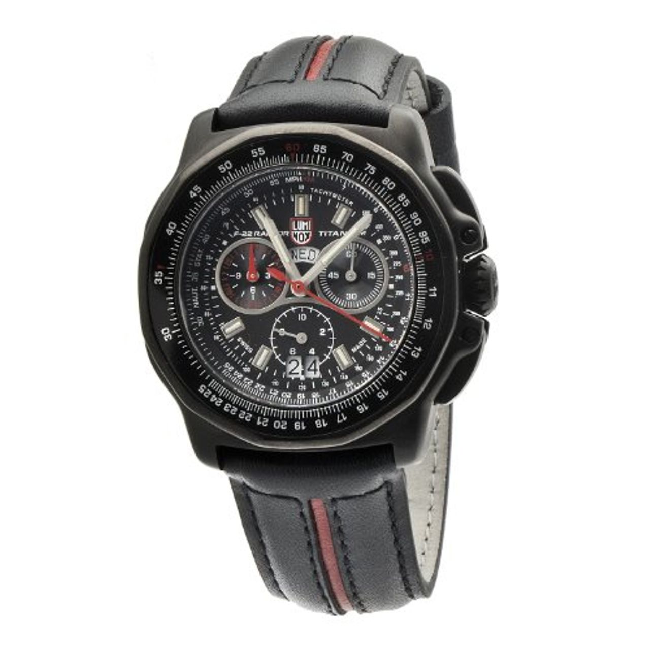 Luminox 9278 Mens Black Dial Quartz Watch with Leather Strap