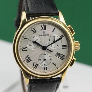 CONCORD BENNINGTON CHRONOGRAPH 18K SOLID YELLOW GOLD QUARTZ DATE MENS WATCH 40mm