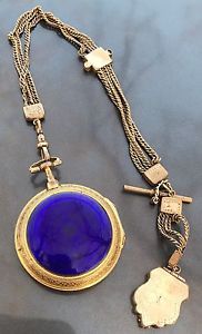 Beautiful 1790's Cobalt Blue Enamel Verge Fusee Watch With Chain Read! Mint Dial