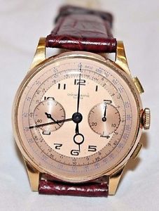 Vintage 18K Gold Suisse Chronographe Men's Manual Wind Pilot Wristwatch