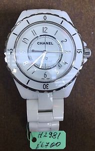 Chanel J12 White Dial White Ceramic Automatic Bracelet Date 42MM Watch H2981