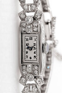 Vintage 1920s $5000 Platinum 1.50ct French Cut Diamond 14k Gold Ladies Watch WTY