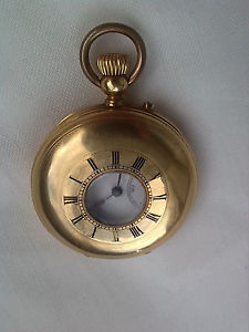 18 Karat 750 GOLD HALBSAVONETTE SPRUNGDECKEL TASCHENUHR