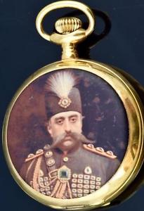 Mega rare antique Hebdomas 8 days gild silver&enamel watch.Persian King Mozaffar