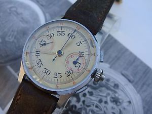 WW2 40s rare Naval Military chronograph watch centre set unsigned fully serviced