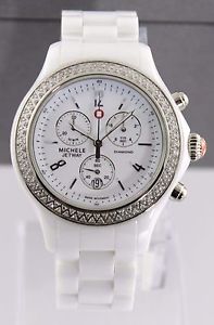 BRAND NEW MICHELE LADIES JETWAY MWW17B000001 CERAMIC DIAMOND CHRONOGRAPH WATCH