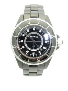 Estate ~ CHANEL Black Classic Ceramic J12 Diamond Dial Unisex 33mm Watch~ Beauty