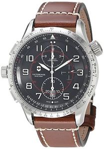 Victorinox Men's 'AirBoss' Swiss Stainless Steel and Brown Leather Automatic Wat