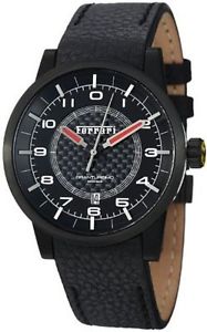 Ferrari Carbon Fiber Dial Black Leather Automatic Men's Swiss Made Watch FE-12-I