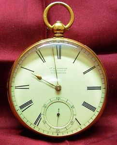 18K SOLID GOLD ENGLISH DETENT REVERSE FUSEE HELICAL HAIRSPRING CHRONOMETER