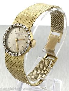 Vintage Ermaten Incabloc 14K Yellow Gold 1.15ctw Diamond Ladies Woven Watch