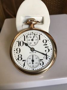 RARE 1919 Elgin "Father Time" Model Pocket Watch with up/down "Power Reserve"