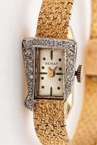 Vintage 1950s $4K BELT BUCKLE Benat .75ct VS G Diamond 14k Gold Ladies Watch WTY