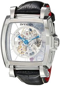 Invicta Men's 'Reserve' Automatic Stainless Steel and Leather Casual Watch, Colo