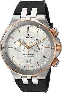 Edox Men's 'Delfin' Quartz Stainless Steel and Rubber Dress Watch, Color:Black (