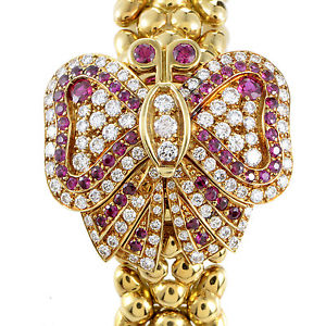 Audemars Piguet Yellow Gold Diamond and Ruby Pave Butterfly Watch