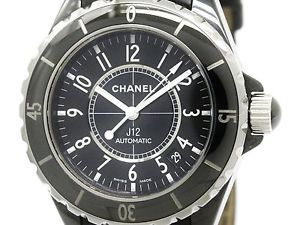 Polished CHANEL J12 Ceramic Leather Automatic Mens Watch H0683 (BF114569)