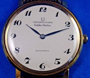Vintage 18k Gold Universal Geneve Golden Shadow Automatic Mens Swiss Watch