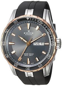 Edox Men's 'Grand Ocean' Swiss Automatic Stainless Steel and Rubber Diving Watch