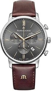 Maurice Lacroix Men's 'Eliros' Quartz Stainless Steel and Leather Casual Watch,