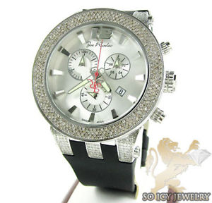 Mens Joe Rodeo Broadway Stainless Steel Diamond Rubber Band Watch 5.00 ct JRBR10 image 1