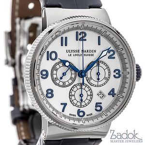 Ulysse Nardin Marine Chronograph Watch Automatic 1503-150/60 White Dial Leather