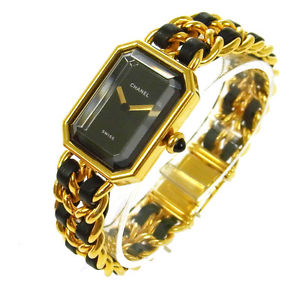 Authentic CHANEL Vintage Premiere Wristwatch Gold Quartz Swiss Made #L TG00282