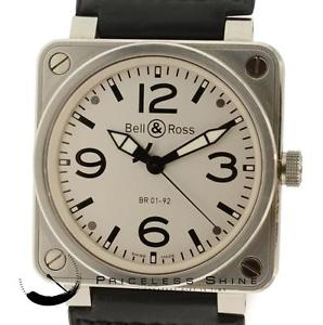Bell & Ross BR01-92-S Automatic Men's Watch White Dial S'Steel 46mm w/ Box Paper