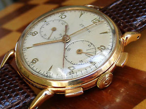 ZENITH 18K GOLD EXCELSIOR PARK CAL 143 CHRONOGRAPH PRETTY LUGS SPLENDID