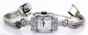 VINTAGE 14K WHITE GOLD 'HARVEL' HAND-WINDING WATCH W/ DIAMONDS! #L21