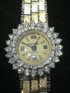 Vintage Ladies DUCHESS Diamond and 14kt White and Yellow Gold Watch