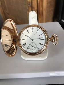 Heavy! 1901 WALTHAM  HUNTER POCKET WATCH 14K solid GOLD CASE 66.2 grams! NICE