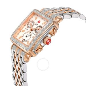 Michele Watch Deco Two-tone W/ Rose Gold & Diamond Bezel, And Markers MWW06P0002