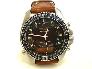 VINT 80s, BREITLING NAVITIMER 3100 80.191 PLUTON WATCH, QUARTZ, CHRONO, S-STEEL