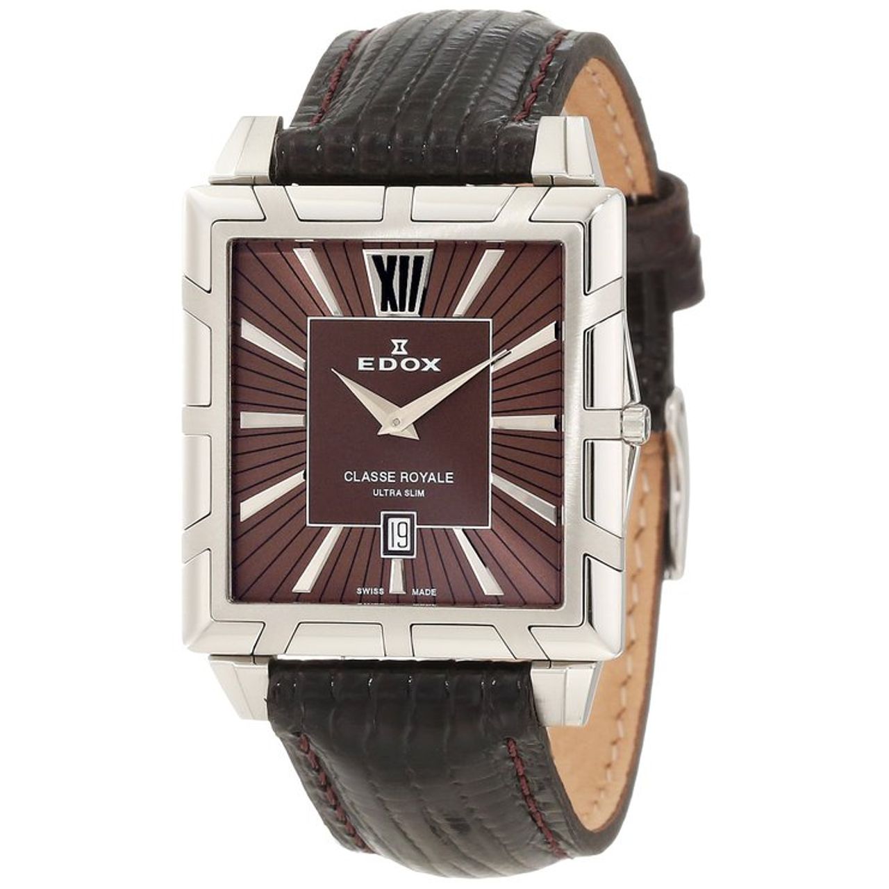 Edox 26022 3 BRIN Womens Brown Dial Quartz Watch with Leather Strap