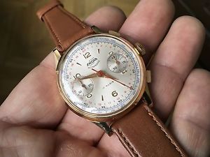 Vintage 18k Solid Rose Gold ENICAR Ultrasonic Manual Chronograph Man's Watch