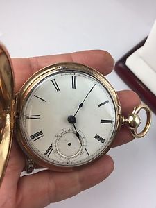 Solid 14 K Gold Key Wind Large Pocket Watch