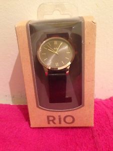 Gold Plated Rio Leather Strap Watch