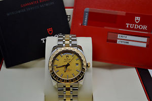 NEW TUDOR Classic Date Day 18K Gold Champagne Dial 23013 41MM