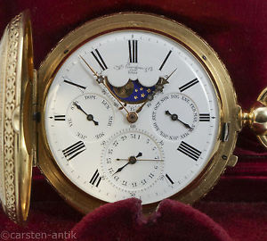 HENRY GREANJEAN ASTRONOMICAL TRIPLE CALENDAR MOONPHASE ¼ -REPEATER 18k GOLD Box