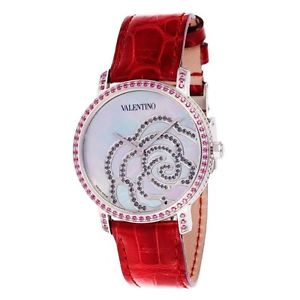VALENTINO Ruby, Black Diamond & Red Crocodile Rose Watch - RT $6,650.00 + TAX!!!