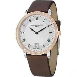 Free Shipping Pre-owned Frederique Constant fc220m4sd32 Brown Satin 38mm Quartz